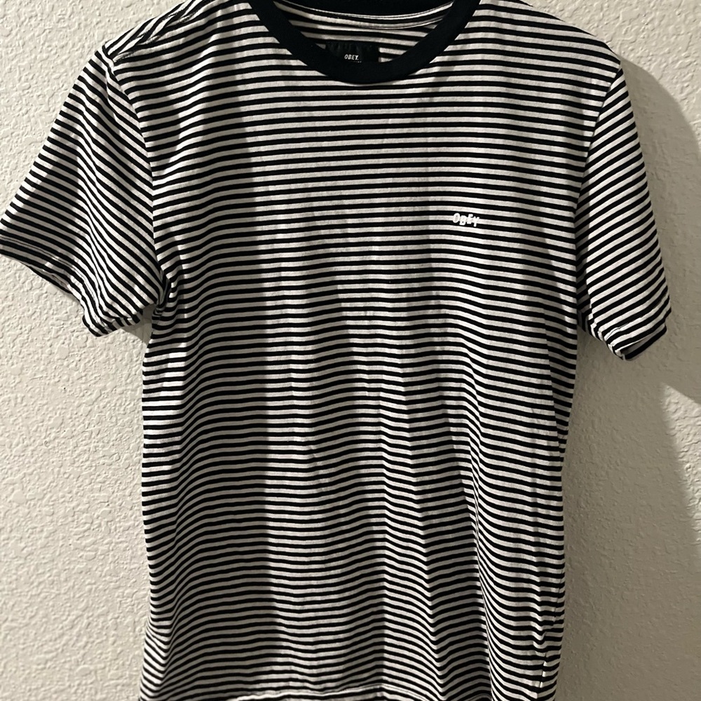 Obey Striped Tshirt - Size Small